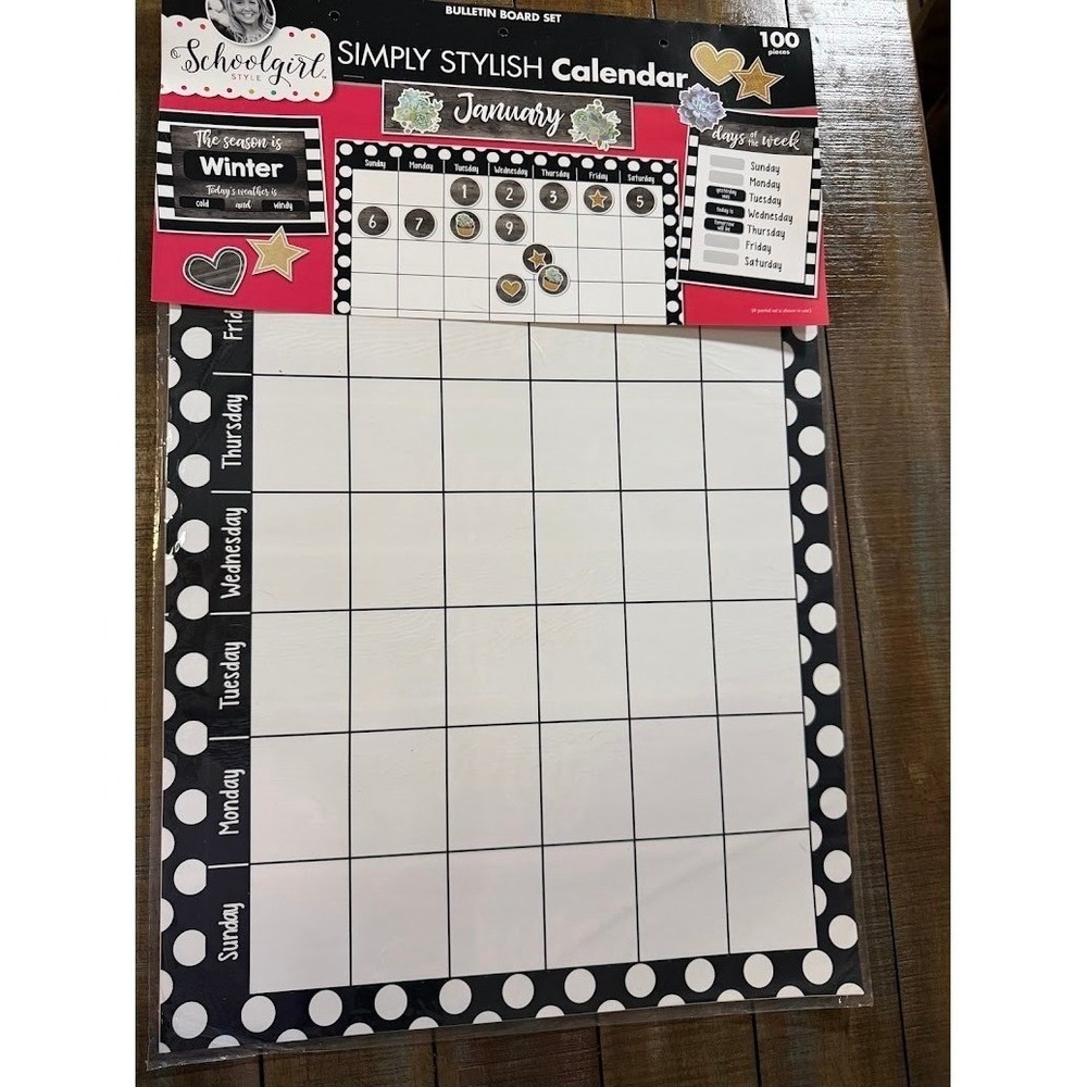 Schoolgirl Style Simply Stylish Calendar Bulletin Board Set 100pc CD-110409 NEW